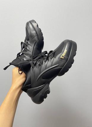 Крутые женские кроссовки в стиле christian dior d-connect logo black чёрные8 фото
