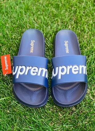 🔥шлепки мужские supreme slide blue1 фото