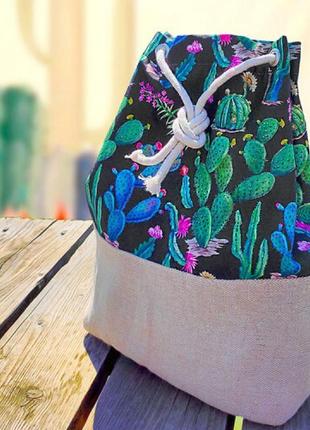 Рюкзак жіночий тканинний кактус1 фото
