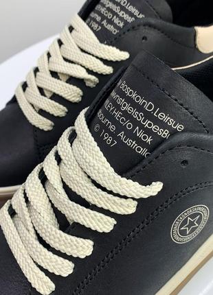 Кеді чоловічі чорні шкіряні літні,демі,літо,осінь/кеді чоловічі літні,осінні,весняні чорні