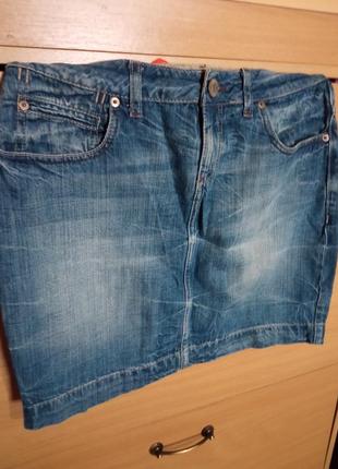 Джинсовая брендовая мини юбочка