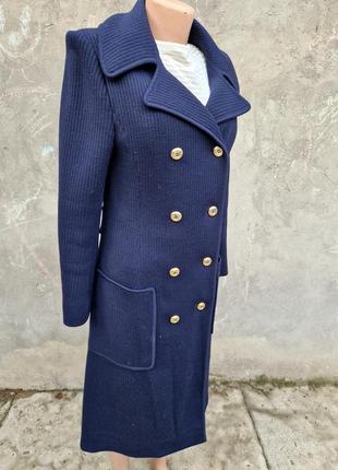 #24 винтажный кардиган пальто 100%шерсть темно синий4 фото