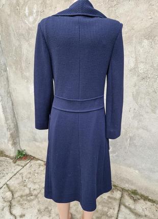 #24 винтажный кардиган пальто 100%шерсть темно синий3 фото