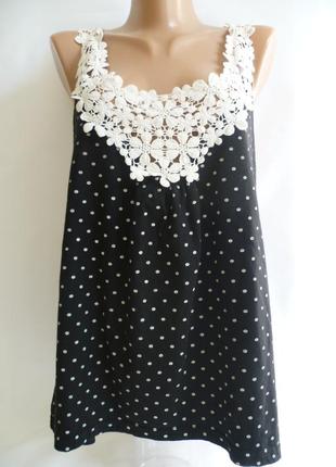 Чорна блуза в білий горошок denim co