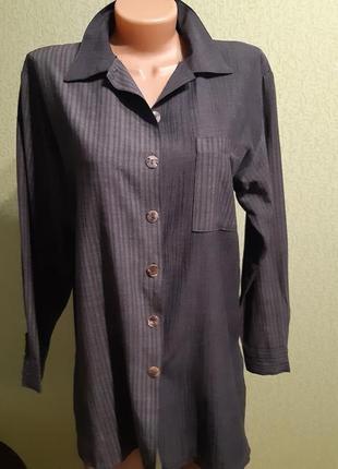 Женская рубашка свободного кроя из комбинированой туаеи2 фото
