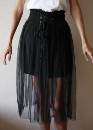 Чёрная юбка с фатином1 фото