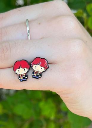 Серьги металлические рон уизли, гарри поттер, хогвартс, есть виды в описании