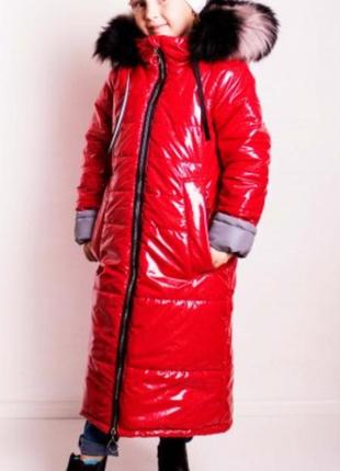 Пальто длинное зимнее для девочек р 110 - 1523 фото