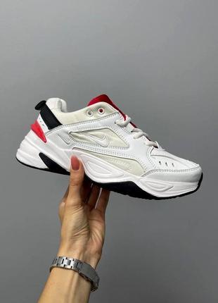 Классные женские кроссовки nike m2k tekno white red белые