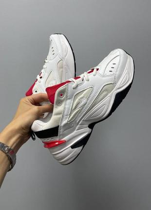 Классные женские кроссовки nike m2k tekno white red белые4 фото