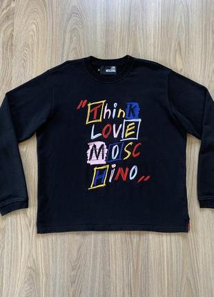 Мужской плотный хлопковый свитшот с нашивкой love moschino