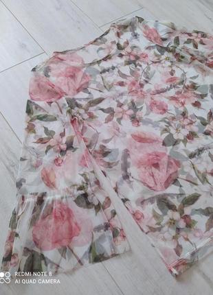 Жіноча блуза сітка в квітковий принт від tu розмір 10/ s-m6 фото