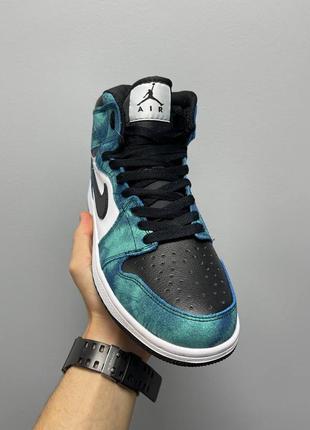 Нереальні чоловічі високі кросівки nike air jordan 1 retro mid tie dye ii бірюзові тай-дай2 фото