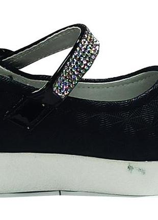 Весенние осенние туфли мокасины для девочки на танкетке 57-5 черные w.nikо р.283 фото