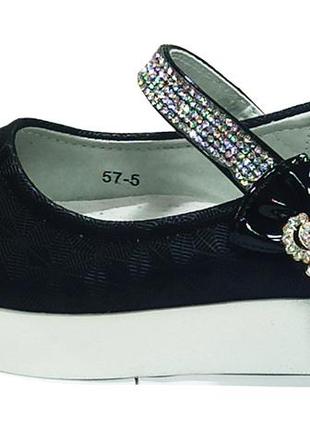 Весенние осенние туфли мокасины для девочки на танкетке 57-5 черные w.nikо р.282 фото