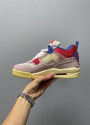 Замечательные женские высокие кроссовки union la x nike air jordan 4 retro guava ice пудровые2 фото