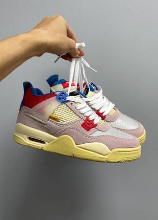 Замечательные женские высокие кроссовки union la x nike air jordan 4 retro guava ice пудровые