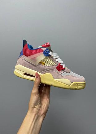 Замечательные женские высокие кроссовки union la x nike air jordan 4 retro guava ice пудровые7 фото