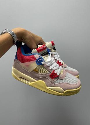 Замечательные женские высокие кроссовки union la x nike air jordan 4 retro guava ice пудровые9 фото