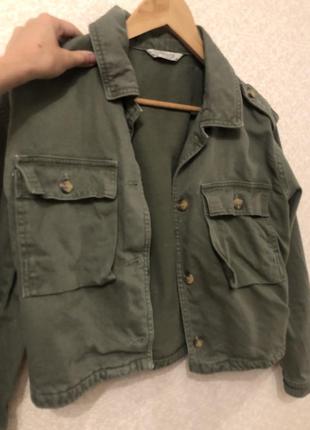 Джинсовая курточка зелёная, оливковая