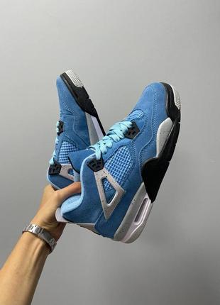 Крутейшие женские высокие кроссовки union la x nike air jordan 4 retro university blue голубые8 фото