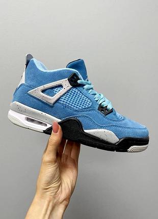 Круті жіночі високі кросівки union la x nike air jordan 4 retro university blue блакитні