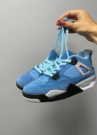 Крутейшие женские высокие кроссовки union la x nike air jordan 4 retro university blue голубые9 фото