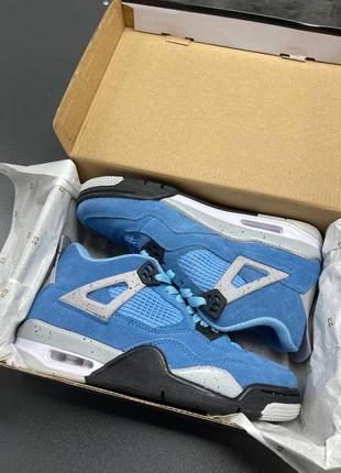 Крутейшие женские высокие кроссовки union la x nike air jordan 4 retro university blue голубые7 фото