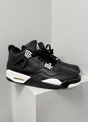 Круті чоловічі високі кросівки union la x nike air jordan 4 retro black oreo чорні з білим1 фото