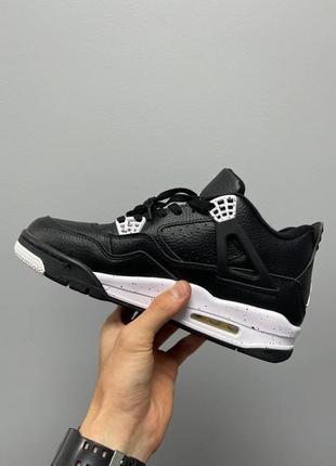 Круті чоловічі високі кросівки union la x nike air jordan 4 retro black oreo чорні з білим5 фото