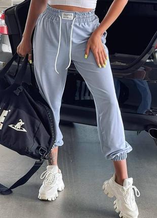 Штани жіночі джогери сіро-лілового кольору спортивные штаны1 фото