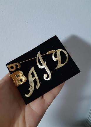 Лот брошь літера a, b,d,j,g вінтаж mamselle лі