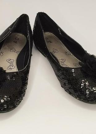 Балетки для девочки с пайетками george чёрные (32-33)