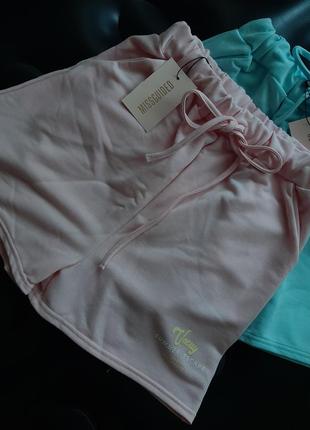 Голубі, рожеві трикотажні широкі шорти missguided9 фото