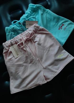 Голубі, рожеві трикотажні широкі шорти missguided7 фото