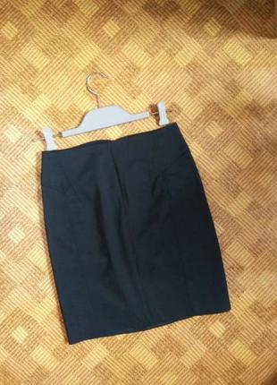 Чёрная юбка стрейч карандаш бандажная mango ☕ 42р4 фото