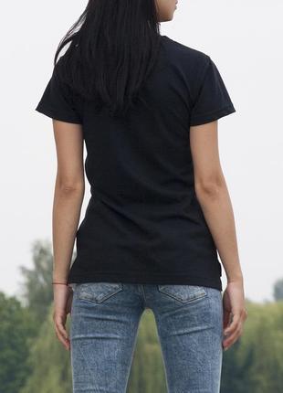 Черная женская футболка с гербом украины #handmade #футболка #принт #тризуб4 фото
