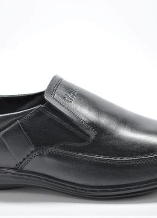 Мужские комфортные кожаные туфли черные matador 52304 фото