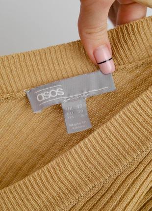 Asos вільний джемпер коричневого кемел кольору з v-подібним вирізом в рубчик, кофта6 фото