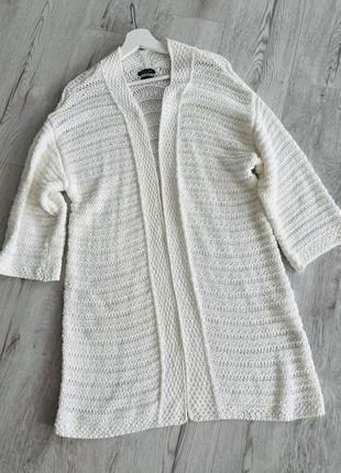 Кардиган свитер белый хлопковый кроше massimo dutti6 фото