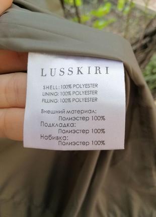 Зимняя куртка lusskuri, пуховик, оливковая, ,беж пальто, зимняя, теплая почти новая, с поясом р. s-m10 фото