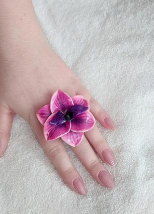 Шикарне унікальне дизайнерське кільце лілія квітка ручна робота handmade піон тренд наречена подарунок універспльнмй розмір