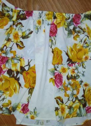 Укороченная блуза с воланами цветочный принт1 фото