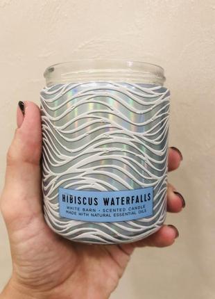 Аромасвеча hibiscus waterfalls bath and body works white barn