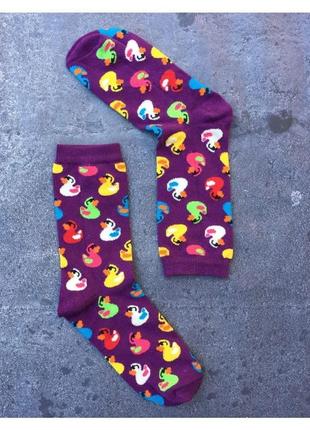 Фіолетові шкарпетки з качечками (one size)1 фото