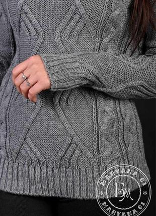 М'який акриловий светр з орнаментом / сірий7 фото