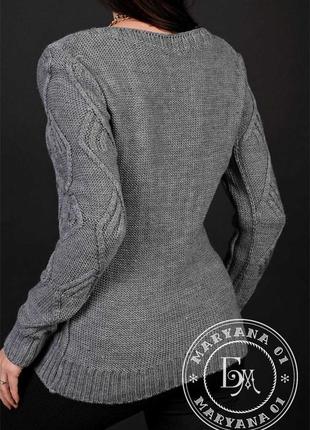 М'який акриловий светр з орнаментом / сірий2 фото