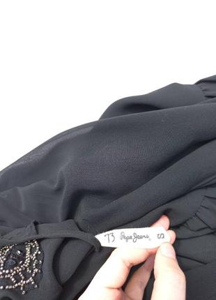 Легкое воздушное черное платье с рукавами шифоновое2 фото