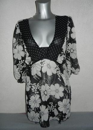 16/48/l*yessica*чорно біла пляжна туніка плаття парео нова