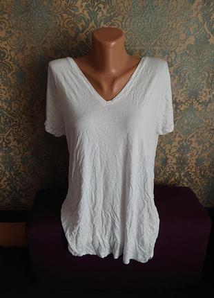 Женская белая базовая футболка блуза блузка большой размер батал 50 /52